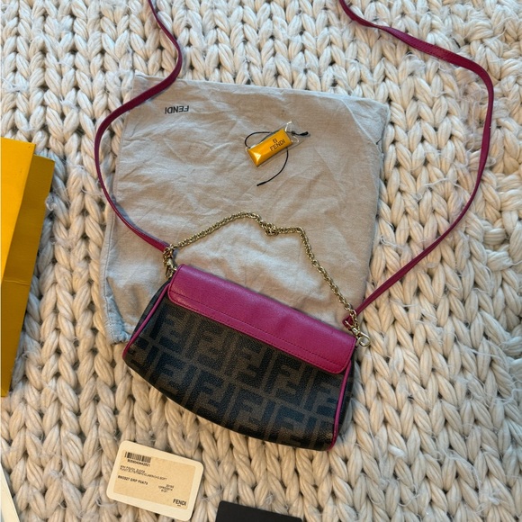 Authentic FENDI 2015 Zucca Pink cyclamin & Tobacco
Mini Pouch wt box and tags - Picture 15 of 16